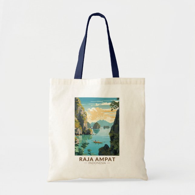 Raja Ampat Indonesia Boat Travel Art Vintage Tote Bag (Front)