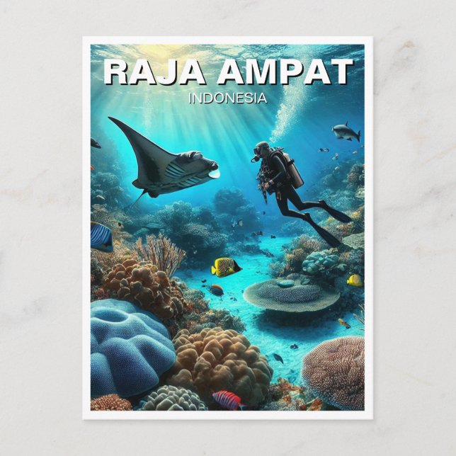 Raja Ampat Indonesia Scuba Diver Postcard (Front)