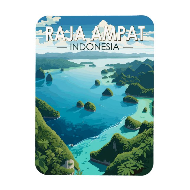 Raja Ampat Indonesia Travel Art Vintage Magnet (Vertical)
