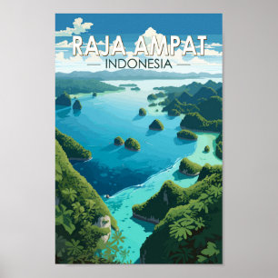 Raja Ampat Indonesia Travel Art Vintage Poster