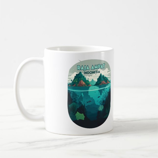 Raja Ampat Indonesia Underwater Scuba Retro Coffee Mug (Left)