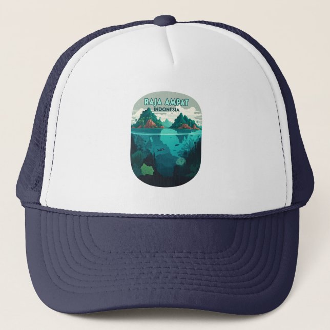 Raja Ampat Indonesia Underwater Scuba Retro Trucker Hat (Front)