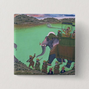 Raja Sarup Singh  of Udaipur, on a boar hunt 15 Cm Square Badge