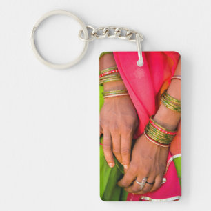 Rajasthan Close-up of Woman's Hands Key Ring