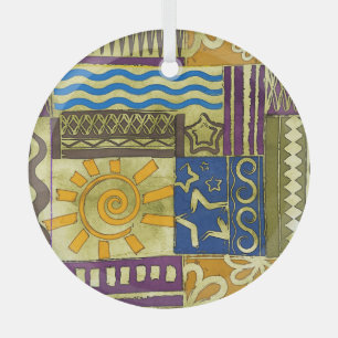 Rajasthan Indian, Patchwork Carpet Texture. Glass Tree Decoration