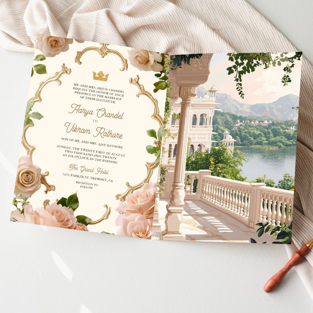 Rajasthan Royal Lake Palace Indian Wedding QR Code Invitation (Creator Uploaded)