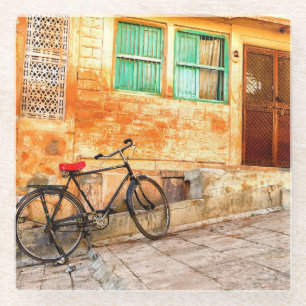 Rajasthan Street Scene: Indian Style Glass Coaster