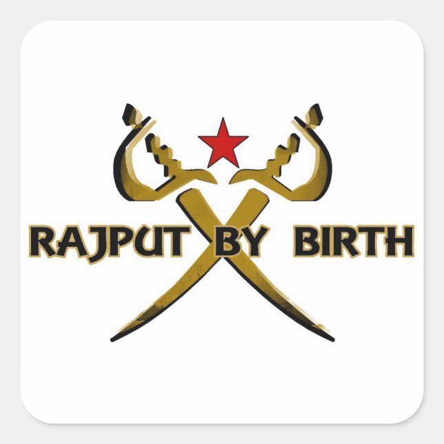 Rajput By Birth Red Star Square Sticker (Front)