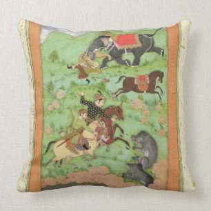 Rajput princes hunting bears; a mahout and his ele cushion