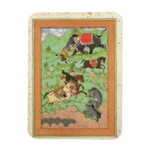 Rajput princes hunting bears; a mahout and his ele magnet