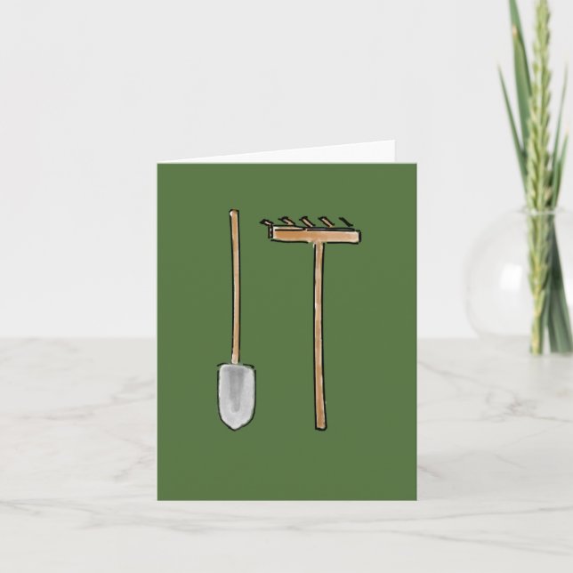 Rake and Spade Greeting Card (Front)