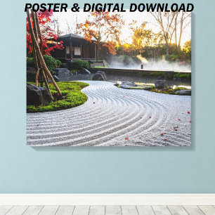 Raked Sand Garden with Japanese Maples Poster