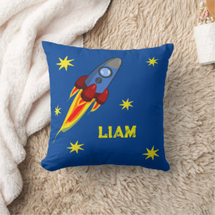 Rakete mit Sternen personalisierbares Kissen Cushion