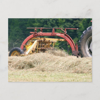Raking Hay With An Old Towed Rake Postcard