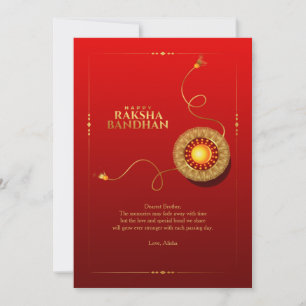 Raksha Bandhan Red and Gold Greeting Card