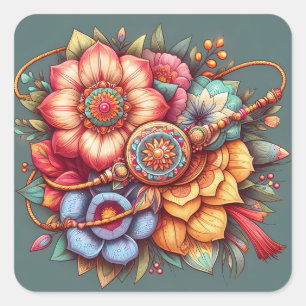 raksha bandhan square sticker
