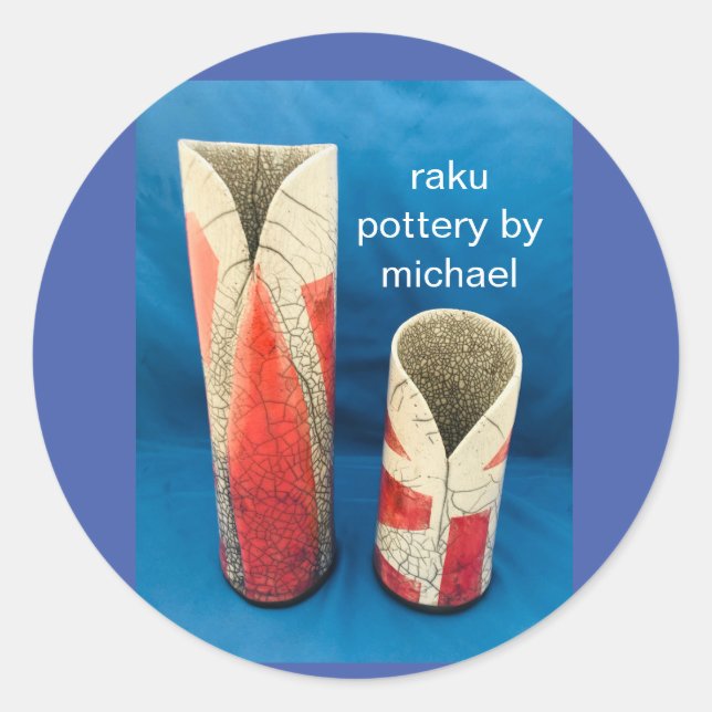 raku pottery by michael classic round sticker (Front)