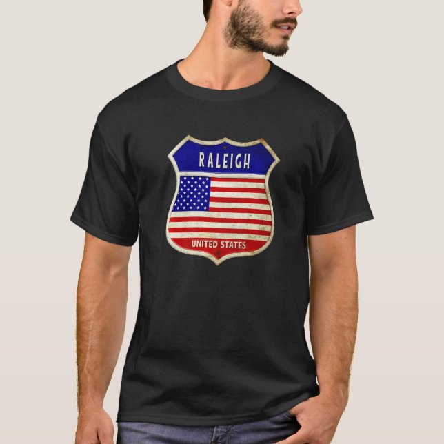 Raleigh America Coat Of Arms Flags City Of North C T-Shirt (Front)