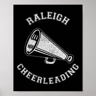 Raleigh Cheer Distressed Retro 90's Cheerleader Poster
