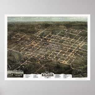 Raleigh, NC Panoramic Map - 1872 Poster