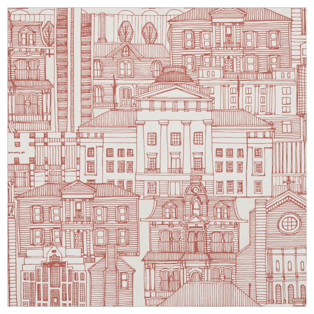 Raleigh NC toile paprika Fabric (Swatch)