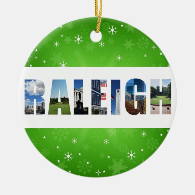 Raleigh North Carolina City Photos Christmas Ceramic Ornament (Front)