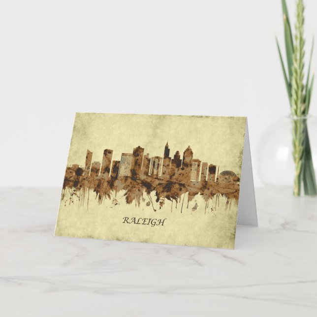 Raleigh North Carolina Cityscape Holiday Card (Front)