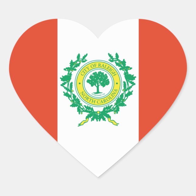 Raleigh, North Carolina Flag Heart Sticker (Front)