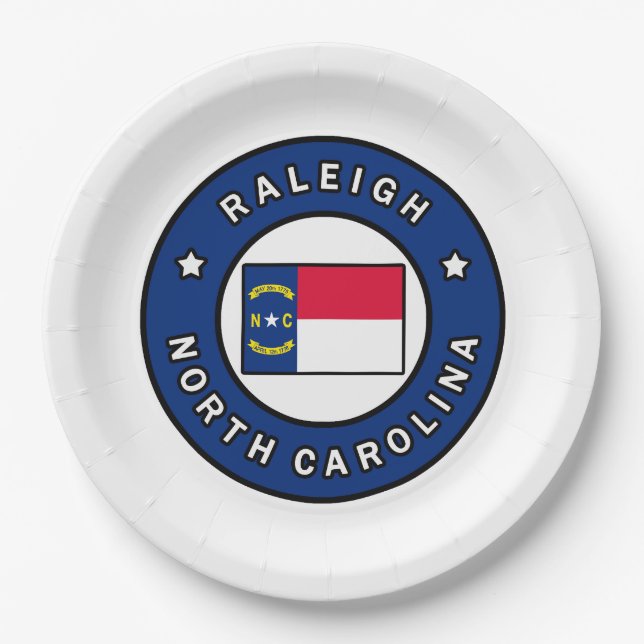 Raleigh North Carolina Paper Plate (Front)