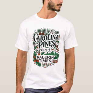 Raleigh North Carolina Pines Botanical Skyline Gra T-Shirt
