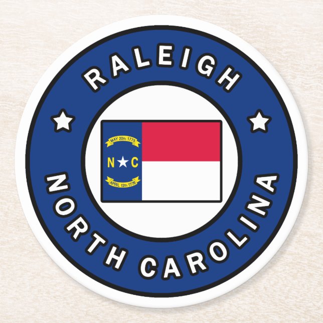 Raleigh North Carolina Round Paper Coaster (Front)