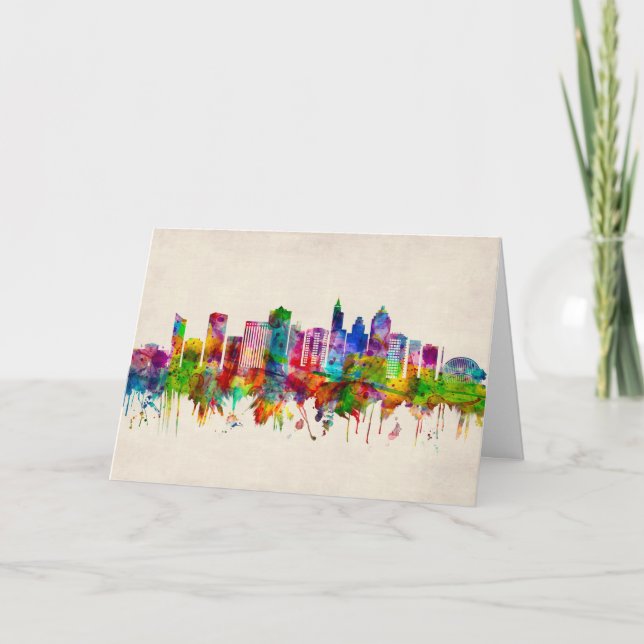 Raleigh North Carolina Skyline Holiday Card (Front)