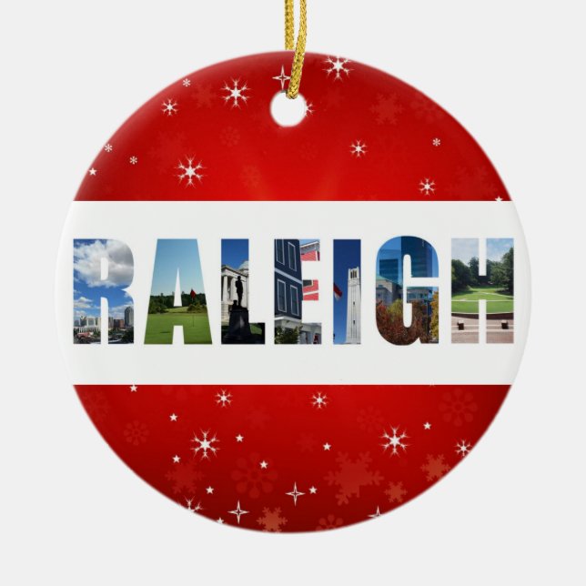 Raleigh North Carolina Travel Photos Christmas Ceramic Ornament (Front)