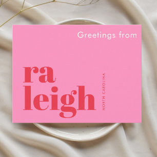 Raleigh North Carolina typographic pink Postcard