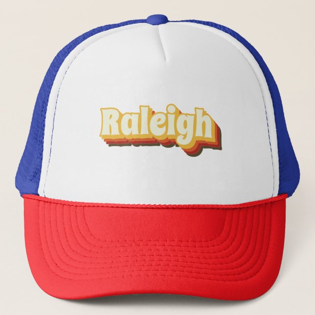 Raleigh Retro Vintage Text Trucker Hat (Front)