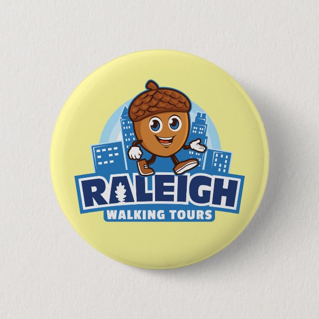 Raleigh Walking Tours Cute Acorn 6 Cm Round Badge (Front)
