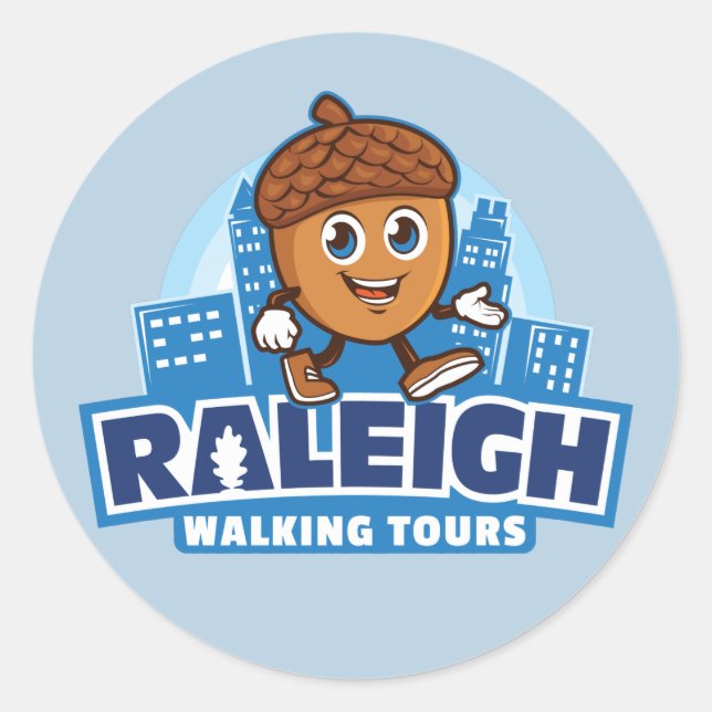 Raleigh Walking Tours Cute Acorn Classic Round Sticker (Front)