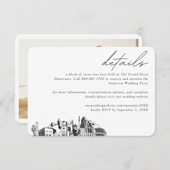 Raleigh Wedding Hotel Room Block Details Enclosure Card (Front/Back)