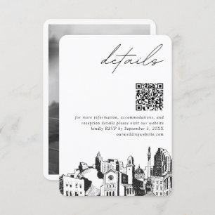 Raleigh Wedding Modern Details QR Code Enclosure Card
