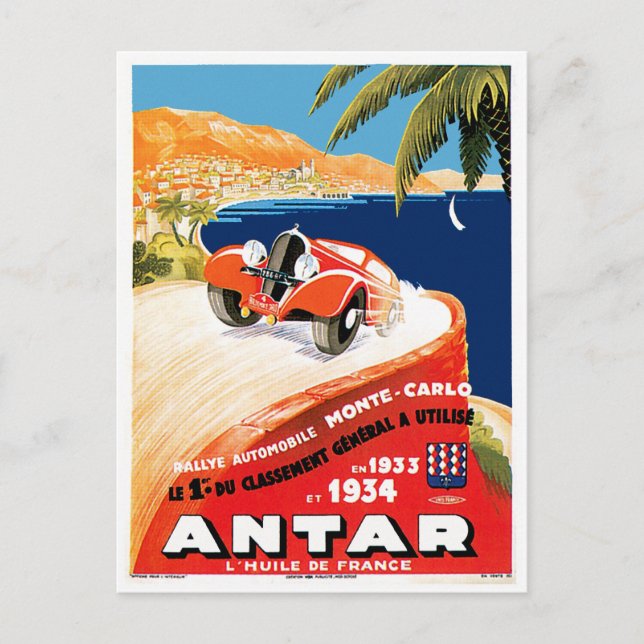 Rally Automobile Monte Carlo Postcard (Front)