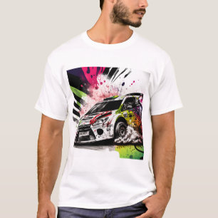 Rally Racing, Graffiti, Car White T-Shirt