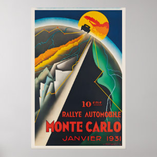 Rallye Automobile Monte Carlo Vintage Poster Print