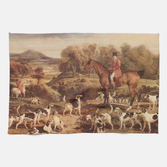 Ralph Lambton and his Hounds by James Ward Tea Towel (Horizontal)