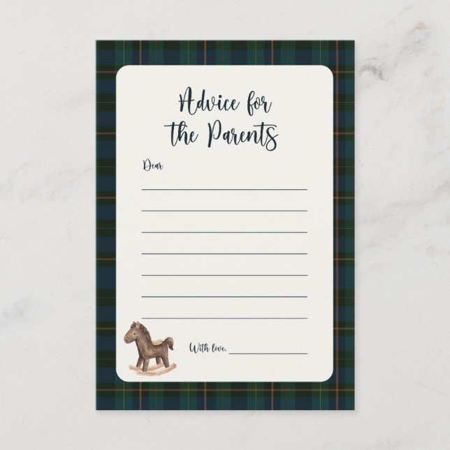 Ralph Lauren Inspired Baby Shower Advice Card (Front)