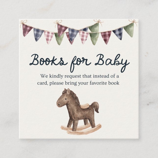 Ralph Lauren Inspired Baby Shower Book for Baby Enclosure Card (Front)