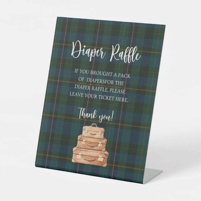 Ralph Lauren Inspired Baby Shower Diaper Raffle  Pedestal Sign (Front)