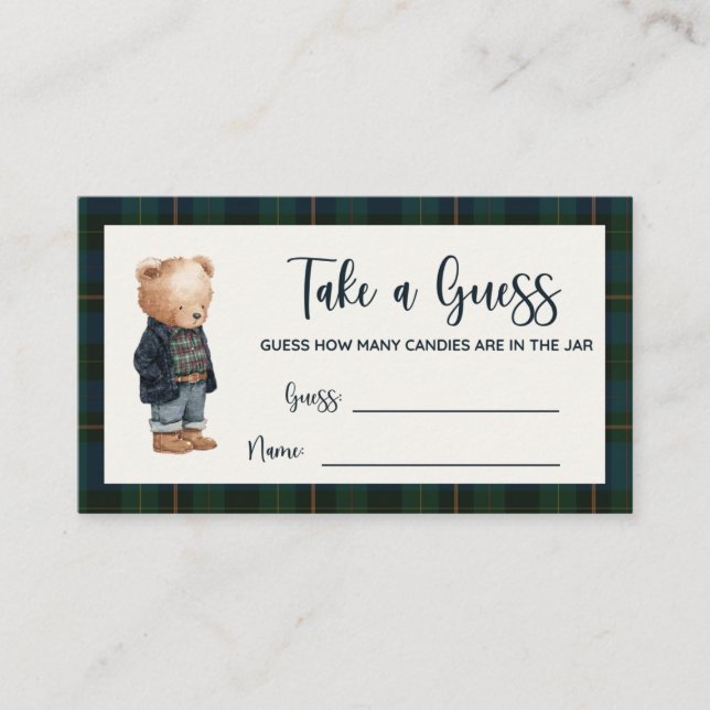 Ralph Lauren Inspired Baby Shower Guessing Game Advice Card (Front)