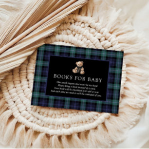 Ralph Teddy Bear Navy Green Plaid Books For Baby Enclosure Card