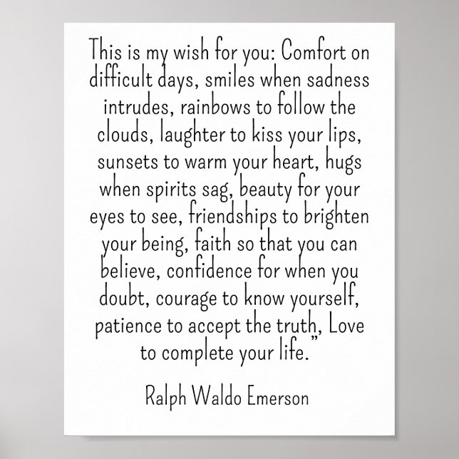 Ralph Waldo Emerson quote - this is my wish Poster (Front)