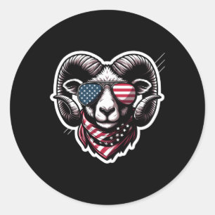 Ram 4th Of July American Independence Day Usa Patr Classic Round Sticker